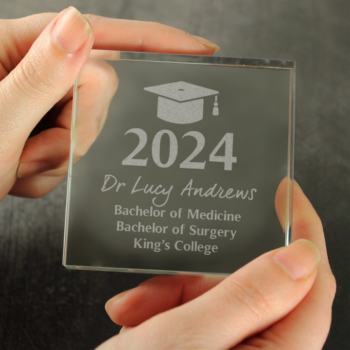 Personalised Graduation Large Crystal Token - part of the Gifts Finder Personalised Graduation Gifts collection