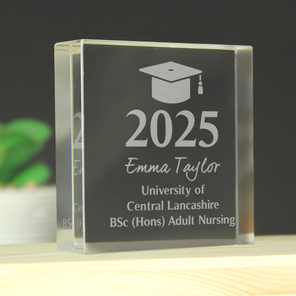 Buy Personalised Graduation Large Crystal Token at www.giftsfinder.co.uk