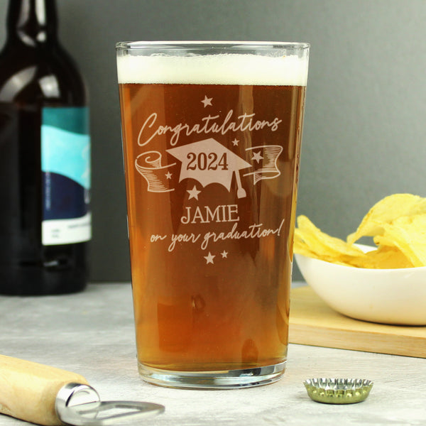 Buy Personalised Graduation Pint Glass at www.giftsfinder.co.uk