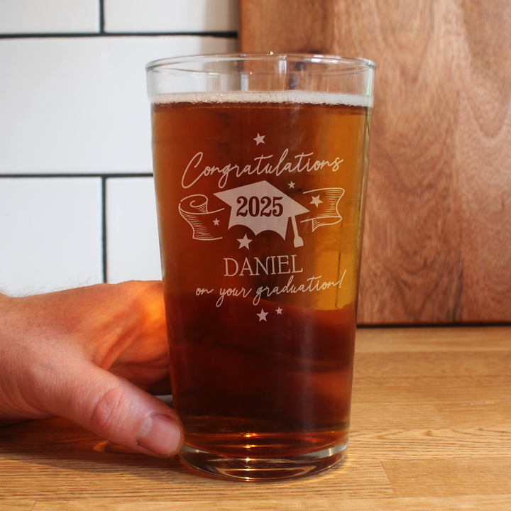 Buy Personalised Graduation Pint Glass at www.giftsfinder.co.uk