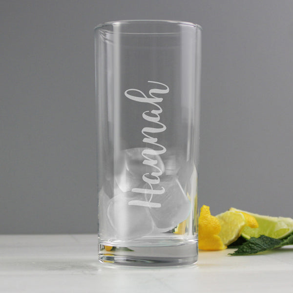 Buy Personalised Name Only Engraved Hi Ball Glass at www.giftsfinder.co.uk