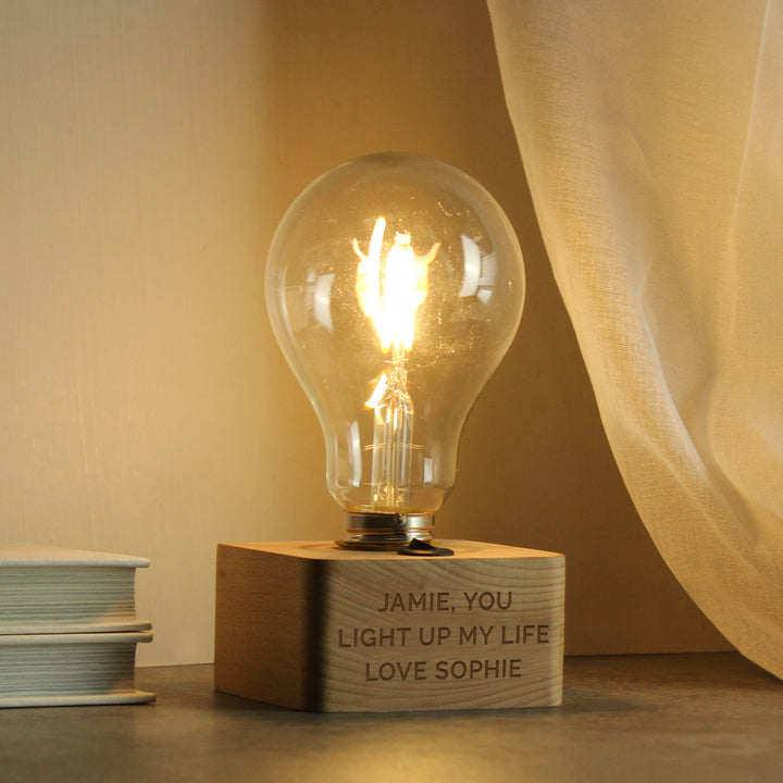 Buy Personalised Message LED Bulb Table Lamp at www.giftsfinder.co.uk