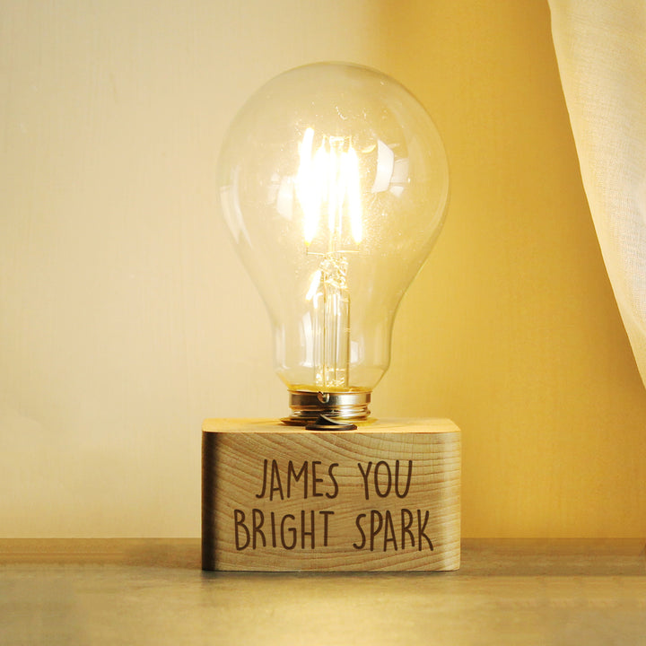 Buy Personalised Free Text LED Bulb Table Lamp at www.giftsfinder.co.uk