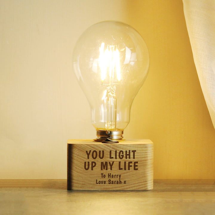 Buy Personalised You Light Up My Life LED Bulb Table Lamp at www.giftsfinder.co.uk