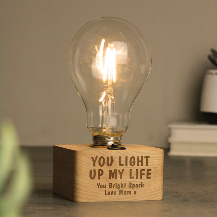 Buy Personalised You Light Up My Life LED Bulb Table Lamp at www.giftsfinder.co.uk