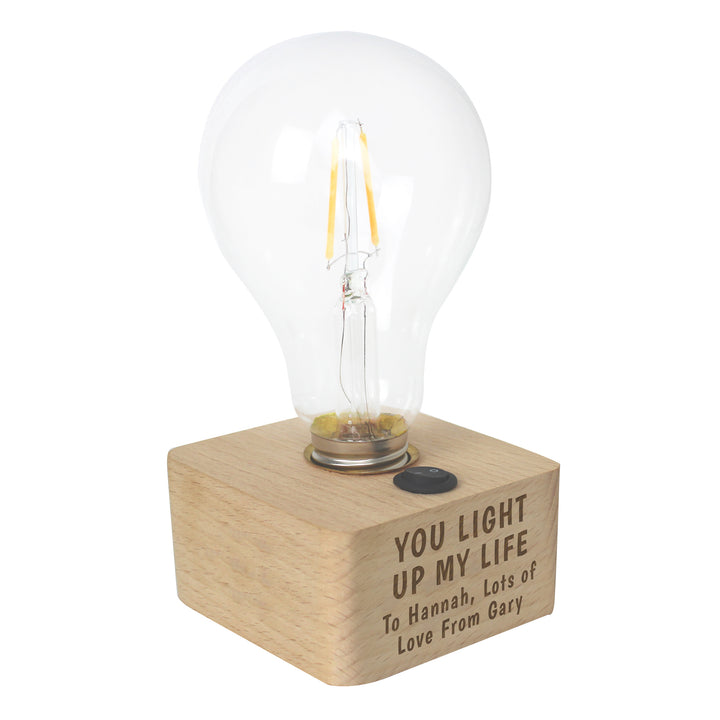 Buy Personalised You Light Up My Life LED Bulb Table Lamp at www.giftsfinder.co.uk