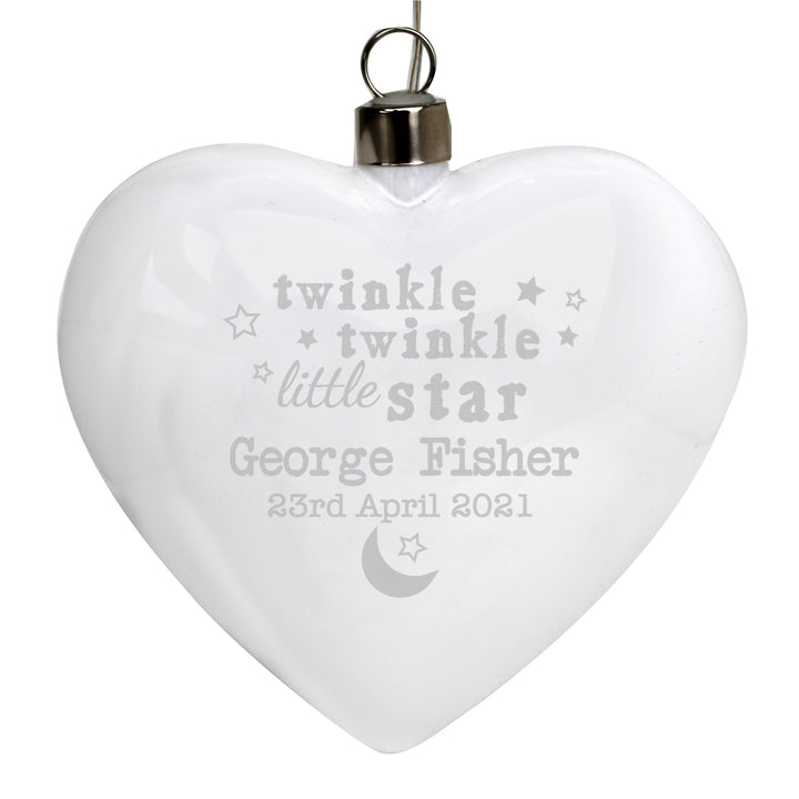 Buy Personalised Twinkle Twinkle LED Hanging Glass Heart at www.giftsfinder.co.uk