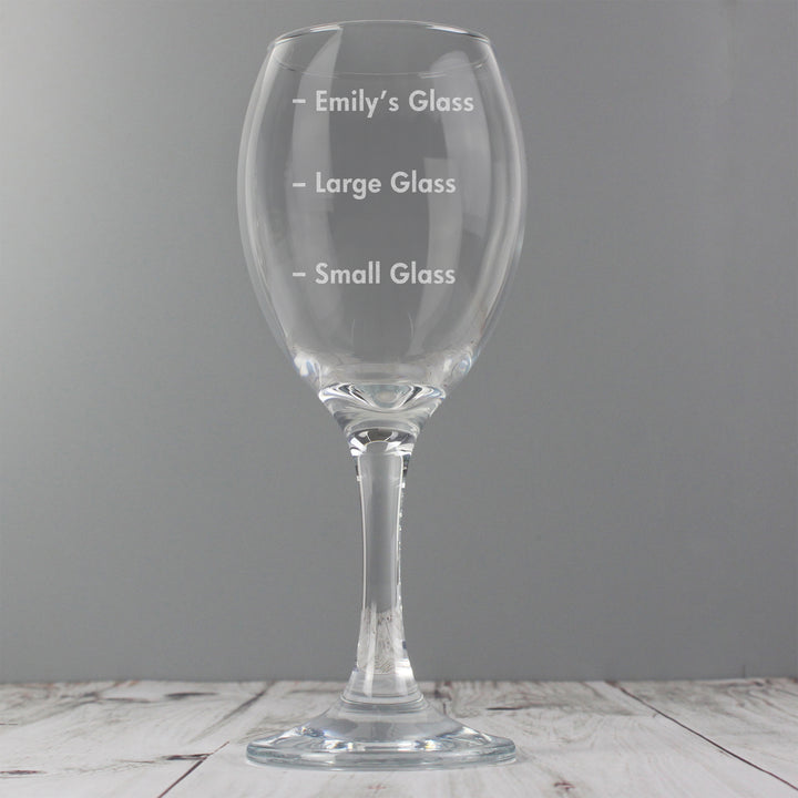 Buy Personalised Measures Wine Glass at www.giftsfinder.co.uk