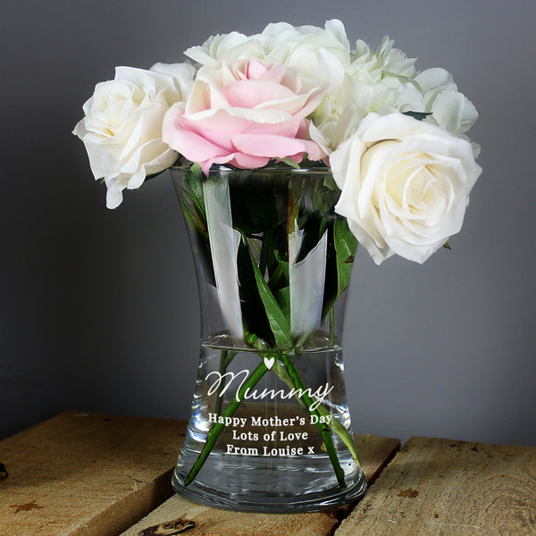 Buy Personalised Love Heart Glass Vase at www.giftsfinder.co.uk