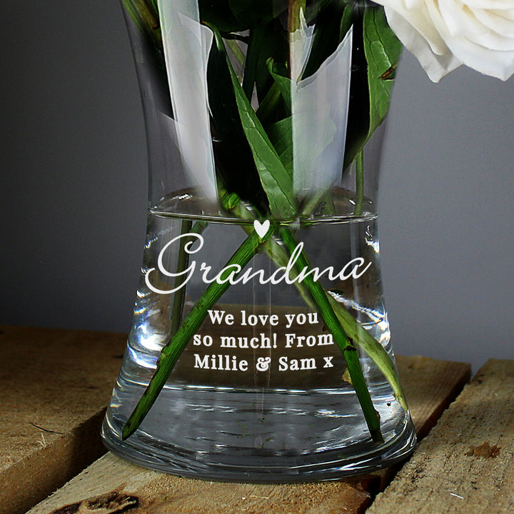 Buy Personalised Love Heart Glass Vase at www.giftsfinder.co.uk