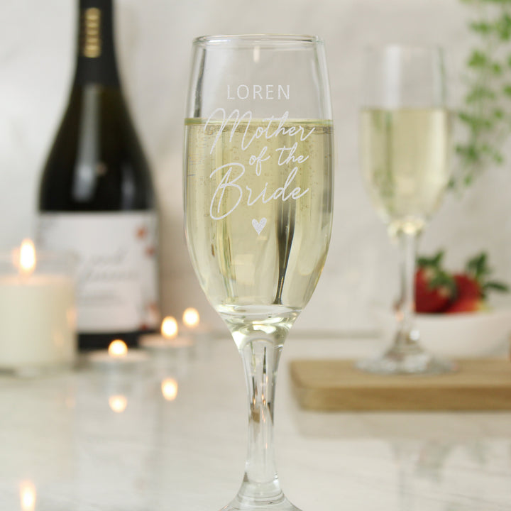 Buy Personalised Mother of the Bride Flute Glass at www.giftsfinder.co.uk