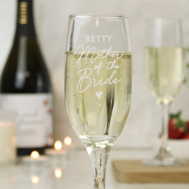 Buy Personalised Mother of the Bride Flute Glass at www.giftsfinder.co.uk