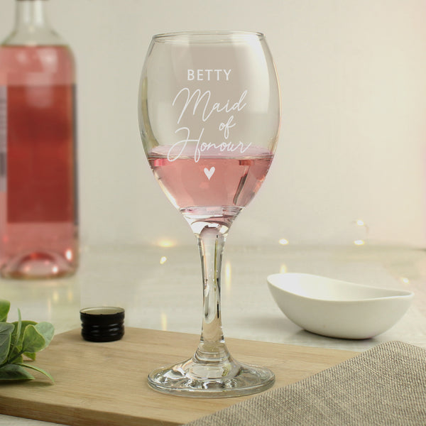 Buy Personalised Maid of Honour Wine Glass at www.giftsfinder.co.uk