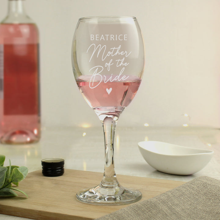 Buy Personalised Mother of the Bride Wine Glass at www.giftsfinder.co.uk