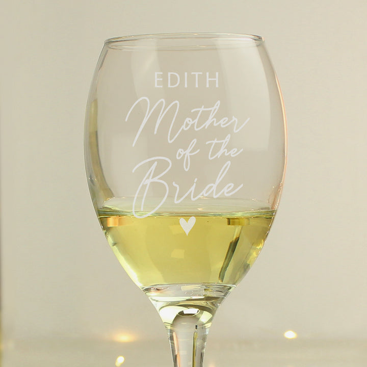 Buy Personalised Mother of the Bride Wine Glass at www.giftsfinder.co.uk