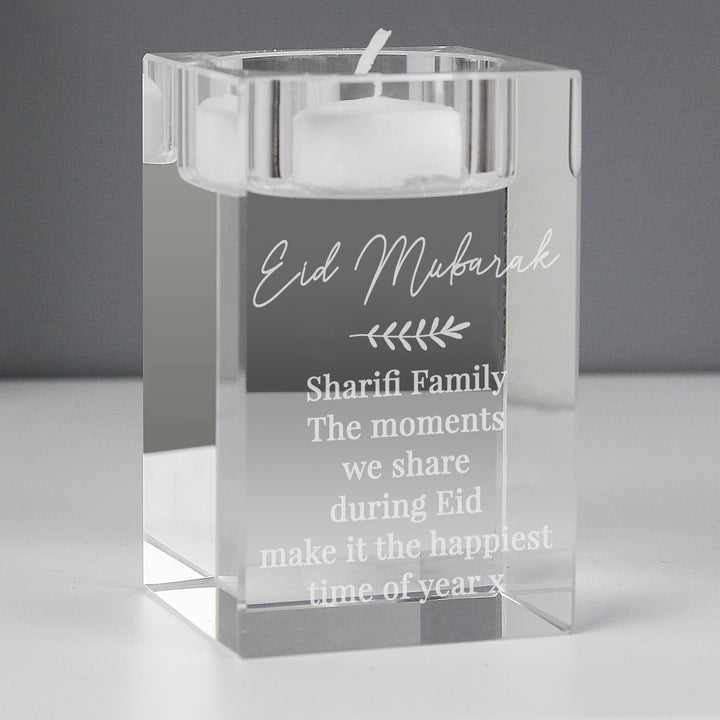 Personalised Leaf Free Text Glass Tea Light Holder - part of the Gifts Finder Personalised Tea Light Holders collection