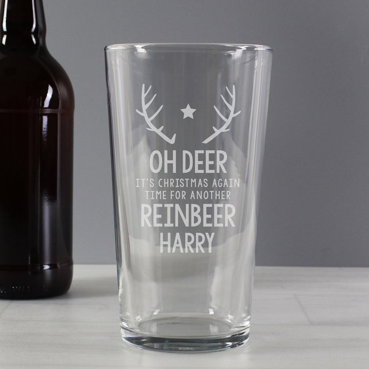 Personalised Time For A Reinbeer Pint Glass - part of the Gifts Finder Personalised Beer Pint Glasses And Tankards collection