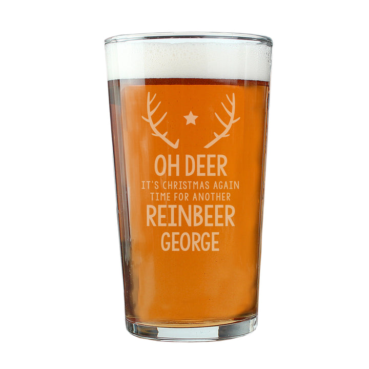 Personalised Time For A Reinbeer Pint Glass - part of the Gifts Finder Personalised Beer Pint Glasses And Tankards collection