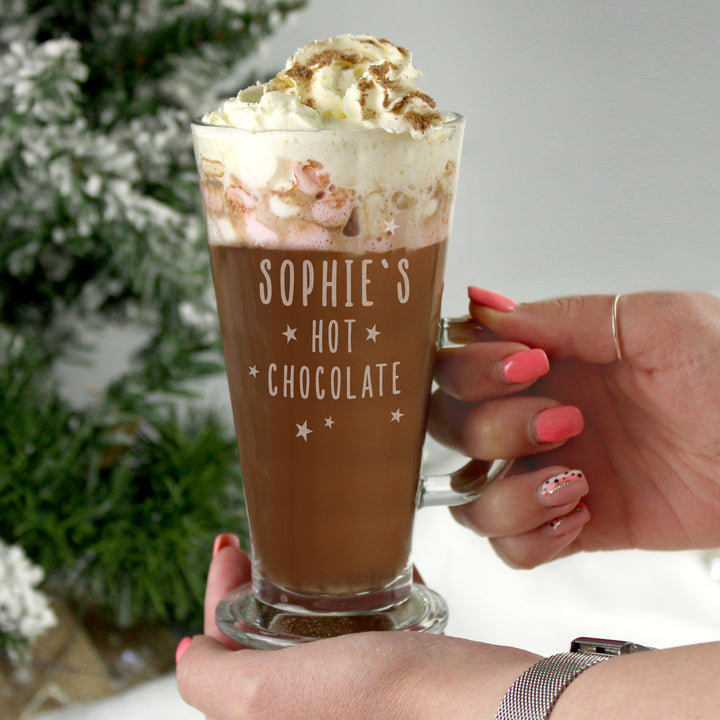 Personalised Stars Hot Chocolate Latte Glass - part of the Gifts Finder Personalised Latte Cups collection