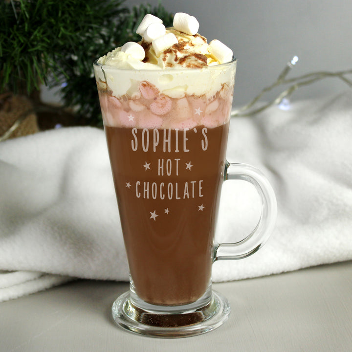 Personalised Stars Hot Chocolate Latte Glass - part of the Gifts Finder Personalised Latte Cups collection