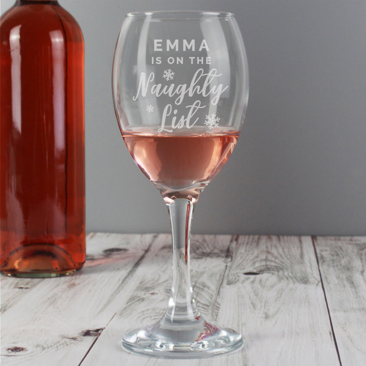 Buy Personalised I'm On The Naughty List Wine Glass available now at www.giftsfinder.co.uk