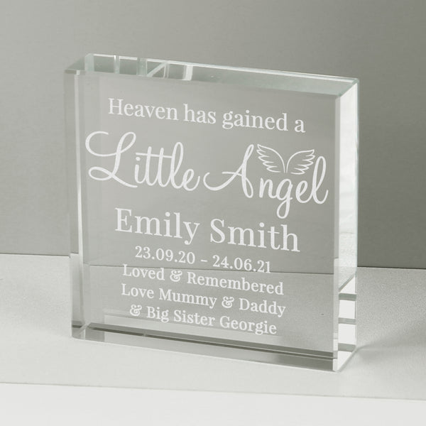 Buy Personalised Little Angel Large Crystal Token available now at www.giftsfinder.co.uk