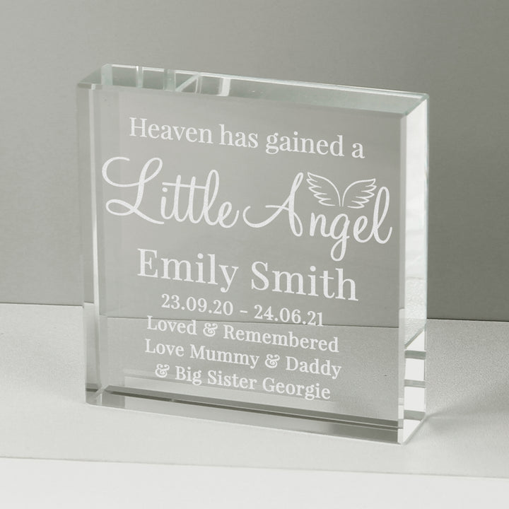 Personalised Little Angel Large Crystal Token - part of the Gifts Finder Personalised Paperweights collection