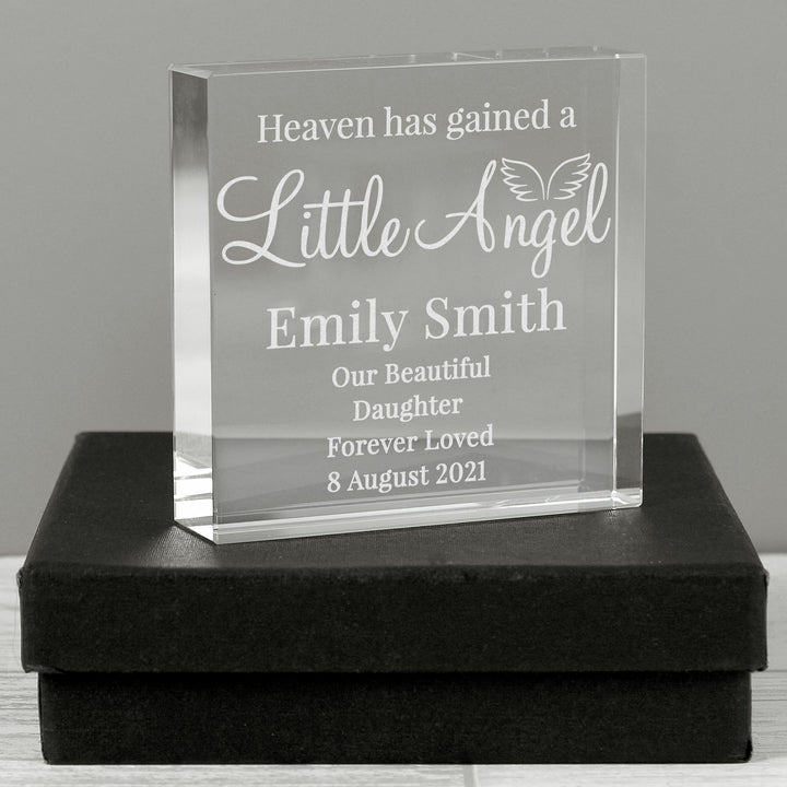 Personalised Little Angel Large Crystal Token - part of the Gifts Finder Personalised Paperweights collection