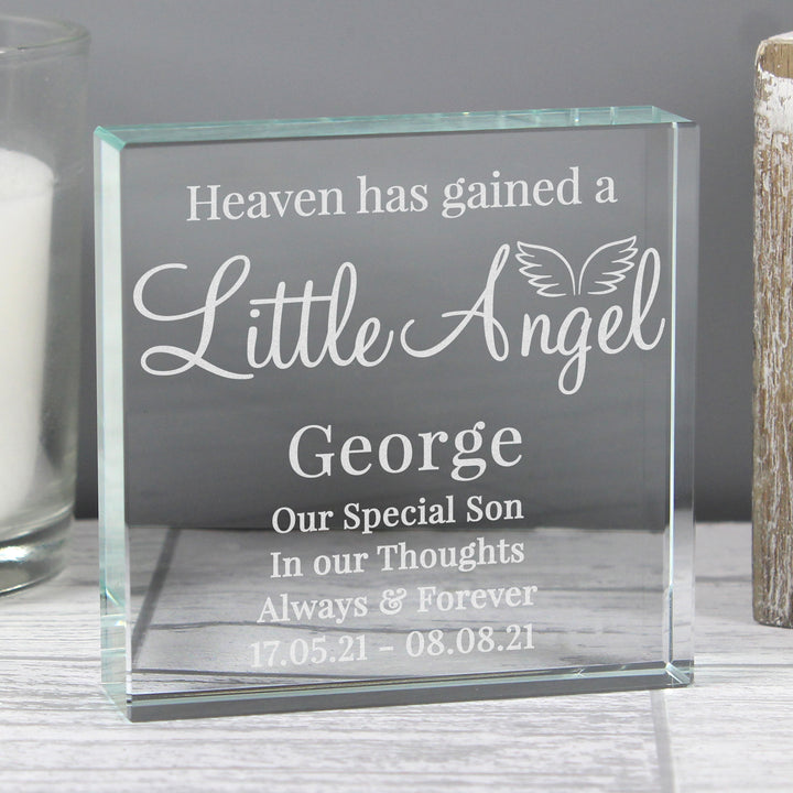 Personalised Little Angel Large Crystal Token - part of the Gifts Finder Personalised Paperweights collection