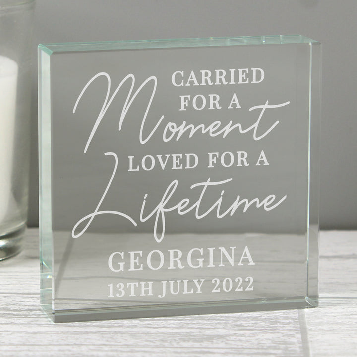 Personalised Carried For A Moment Large Crystal Token - part of the Gifts Finder Personalised Paperweights collection