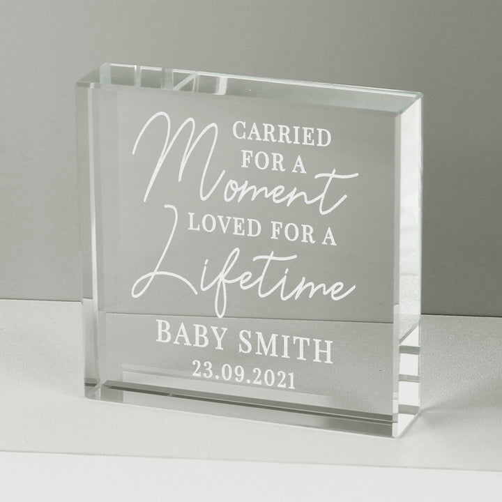 Personalised Carried For A Moment Large Crystal Token - part of the Gifts Finder Personalised Paperweights collection