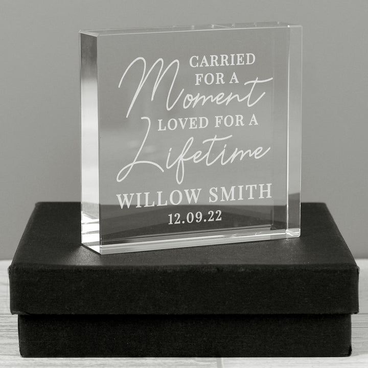 Personalised Carried For A Moment Large Crystal Token - part of the Gifts Finder Personalised Paperweights collection