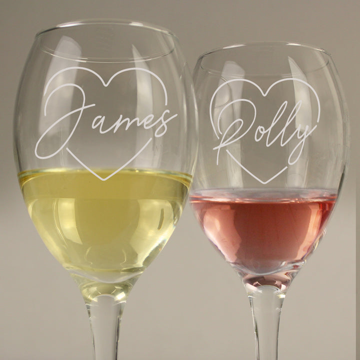 Buy Personalised Heart Name Wine Glass Set (2 Wine Glasses) available now at www.giftsfinder.co.uk