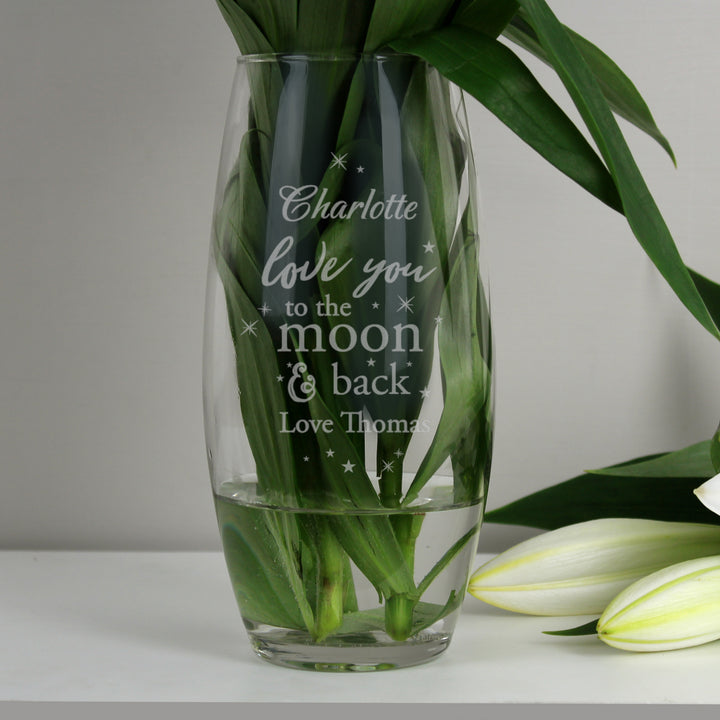 Buy Personalised Love You To The Moon and Back Bullet Vase available now at www.giftsfinder.co.uk