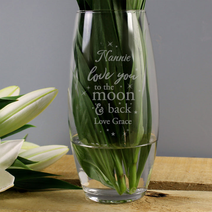 Buy Personalised Love You To The Moon and Back Bullet Vase available now at www.giftsfinder.co.uk