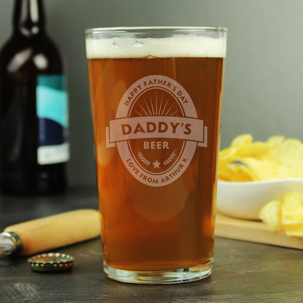 Buy Personalised Beer Label Pint Glass - Father's Day gift available now at www.giftsfinder.co.uk