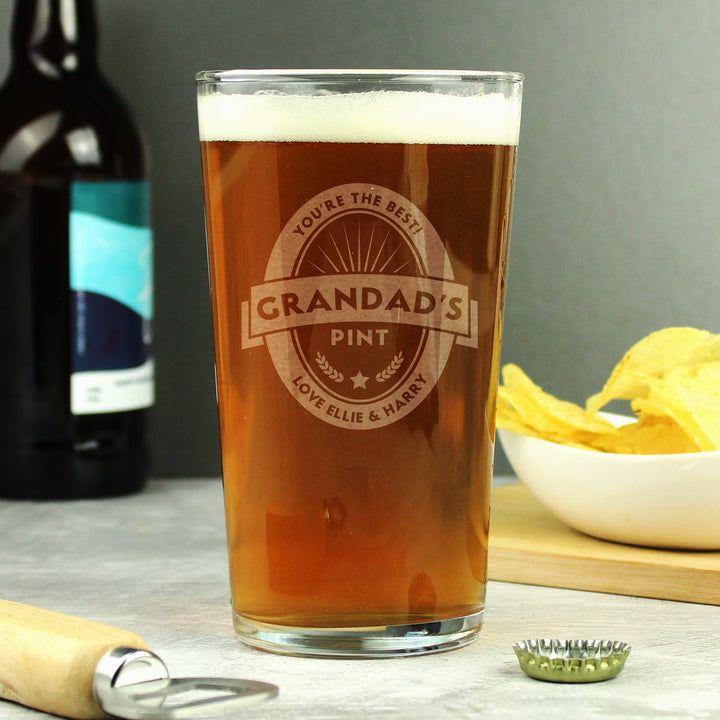 Buy Personalised Beer Label Pint Glass - Father's Day gift available now at www.giftsfinder.co.uk