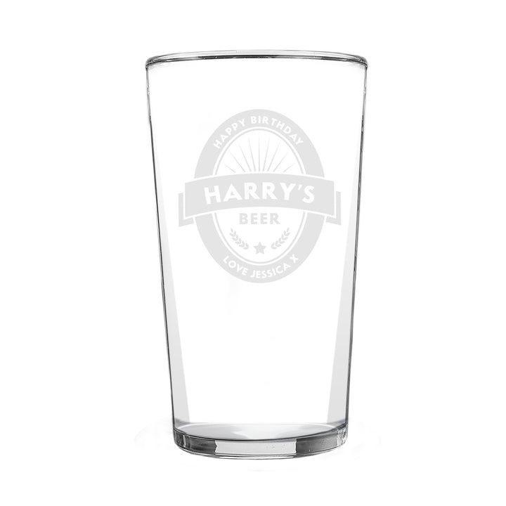 Buy Personalised Beer Label Pint Glass - Father's Day gift available now at www.giftsfinder.co.uk