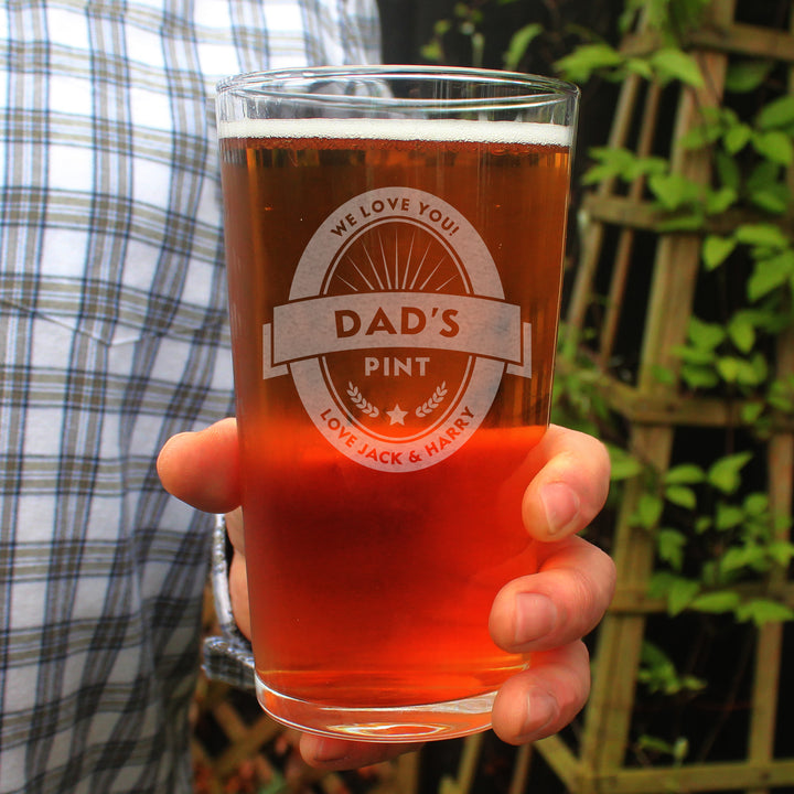 Buy Personalised Beer Label Pint Glass - Father's Day gift available now at www.giftsfinder.co.uk