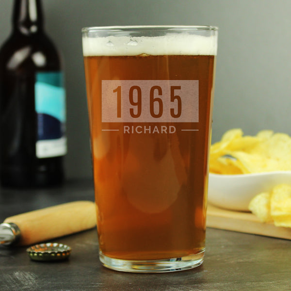 Buy Personalised Name & Date Pint Glass - Father's Day gift at www.giftsfinder.co.uk