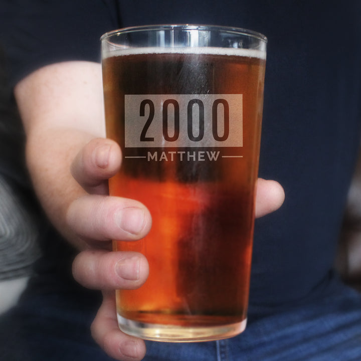 Personalised Name & Date Pint Glass - part of the Gifts Finder Personalised Beer Pint Glasses And Tankards collection