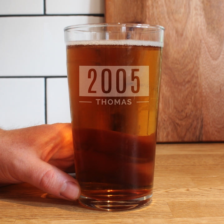 Personalised Name & Date Pint Glass - part of the Gifts Finder Personalised Beer Pint Glasses And Tankards collection