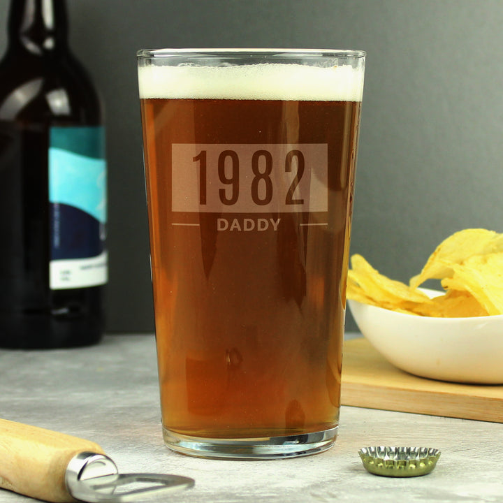 Personalised Name & Date Pint Glass - part of the Gifts Finder Personalised Beer Pint Glasses And Tankards collection