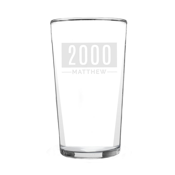 Personalised Name & Date Pint Glass - part of the Gifts Finder Personalised Beer Pint Glasses And Tankards collection