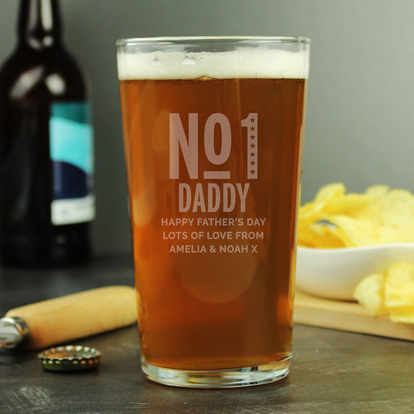 Buy Personalised No. 1 Pint Glass - Father's Day gift at www.giftsfinder.co.uk