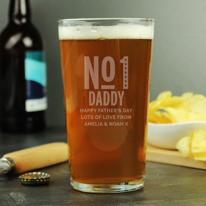 Personalised No. 1 Pint Glass - part of the Gifts Finder Personalised Beer Pint Glasses And Tankards collection