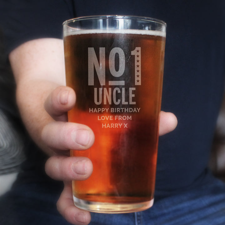 Personalised No. 1 Pint Glass - part of the Gifts Finder Personalised Beer Pint Glasses And Tankards collection