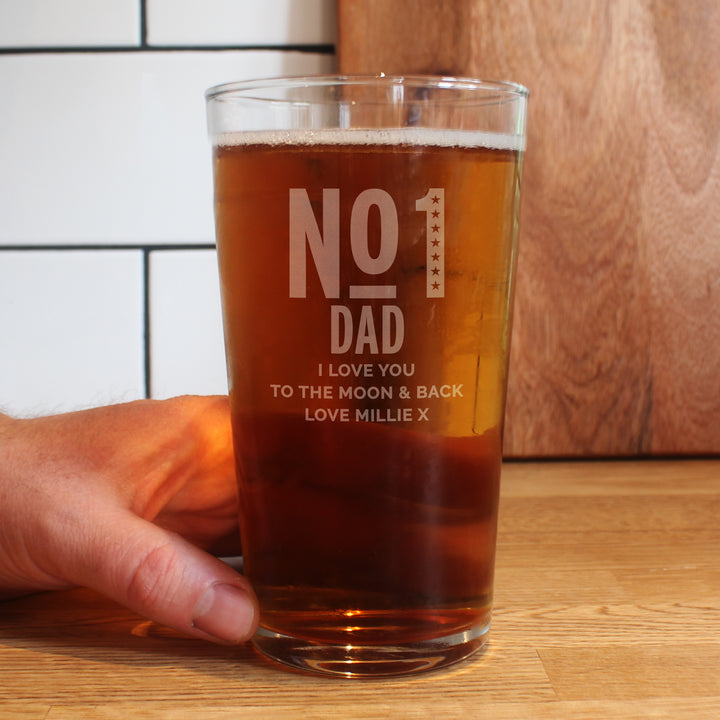 Personalised No. 1 Pint Glass - part of the Gifts Finder Personalised Beer Pint Glasses And Tankards collection