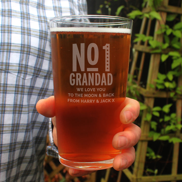 Personalised No. 1 Pint Glass - part of the Gifts Finder Personalised Beer Pint Glasses And Tankards collection