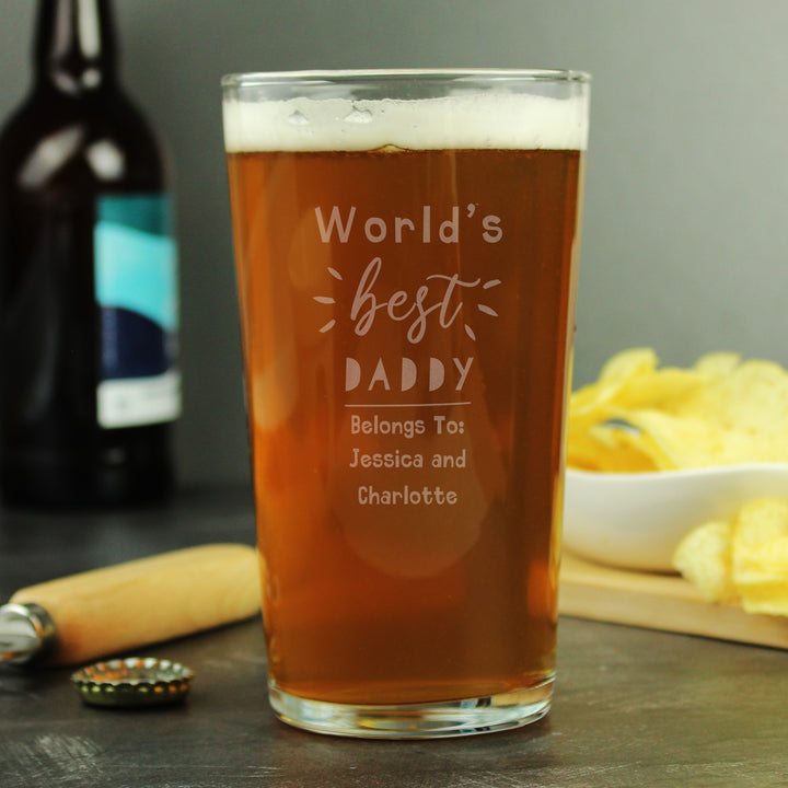 Personalised World's Best Pint Glass - Father's Day gift in gift category Personalised Glass Tankards & Pint Glasses